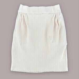 NEW Ganni Stretch Herringbone Knit Mini Pencil Skirt in White Smoke XL